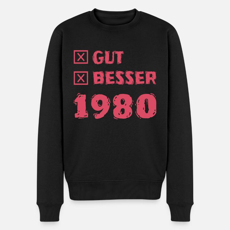 1980 - Männer Premium Bio Pullover - Schwarz