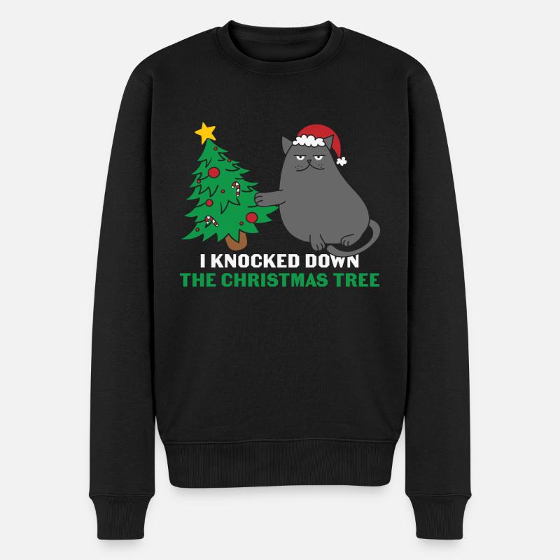 Katzen Geschenk- Weihnachten Geschenk Katze - Männer Premium Bio Pullover - Schwarz