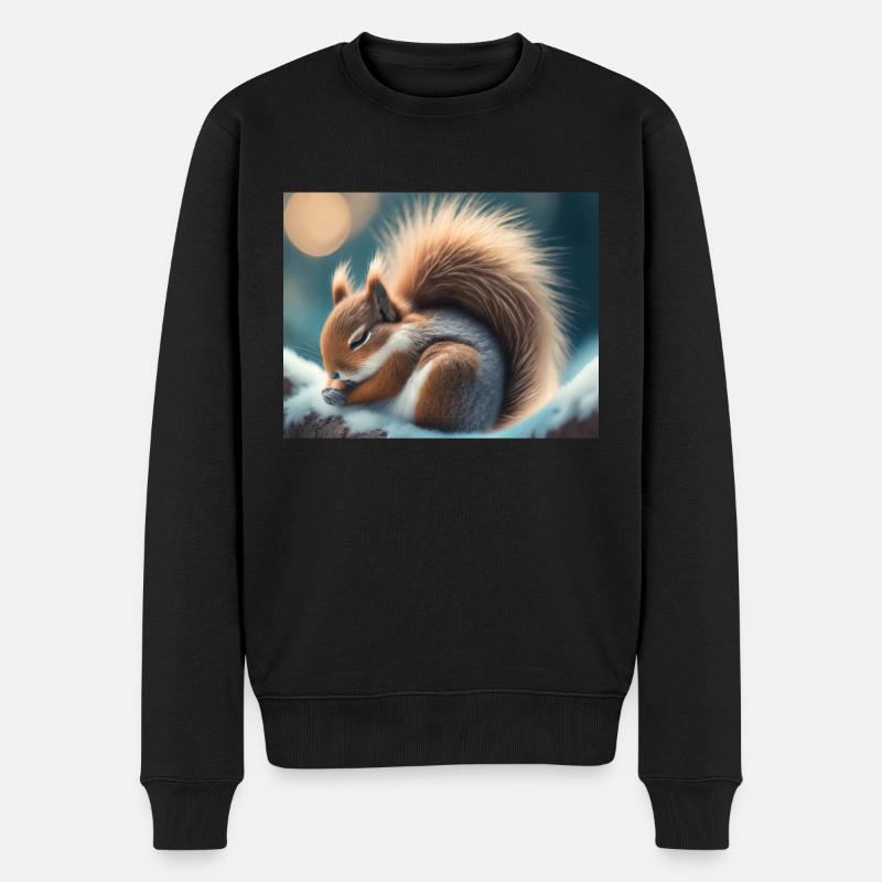 Niedliche Tiere im Winterschlaf – Eichhörnchen - Männer Premium Bio Pullover - Schwarz