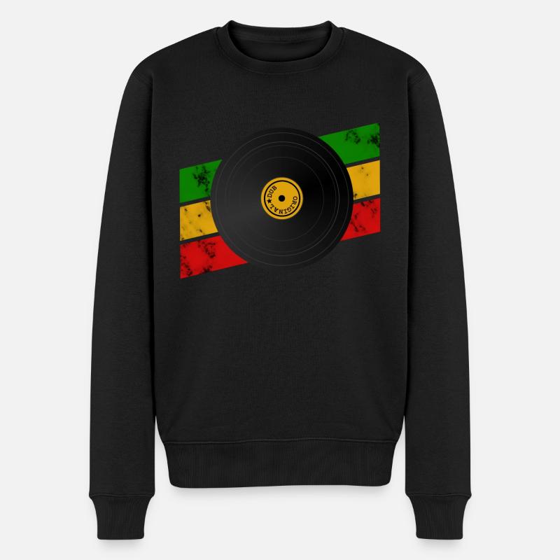 Disque de Dub Reggae - Pull Premium bio Homme - noir