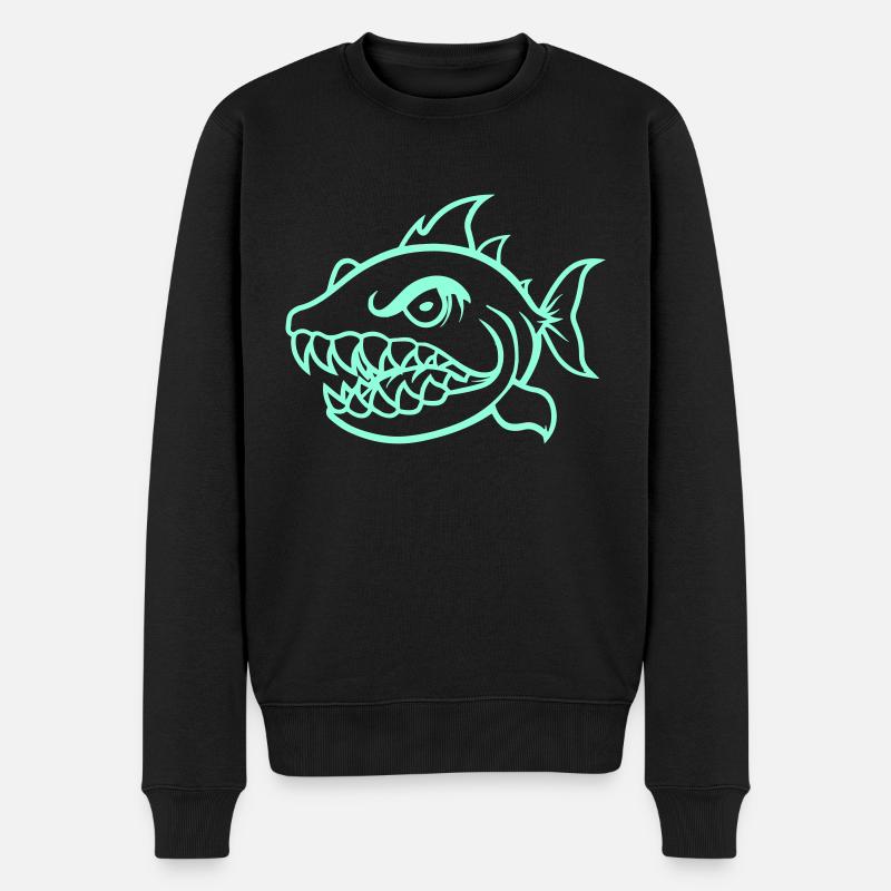 piranha comic - Männer Premium Bio Pullover - Schwarz