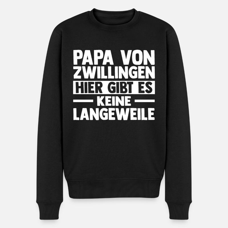 Papa Von Zwillingen - Männer Premium Bio Pullover - Schwarz