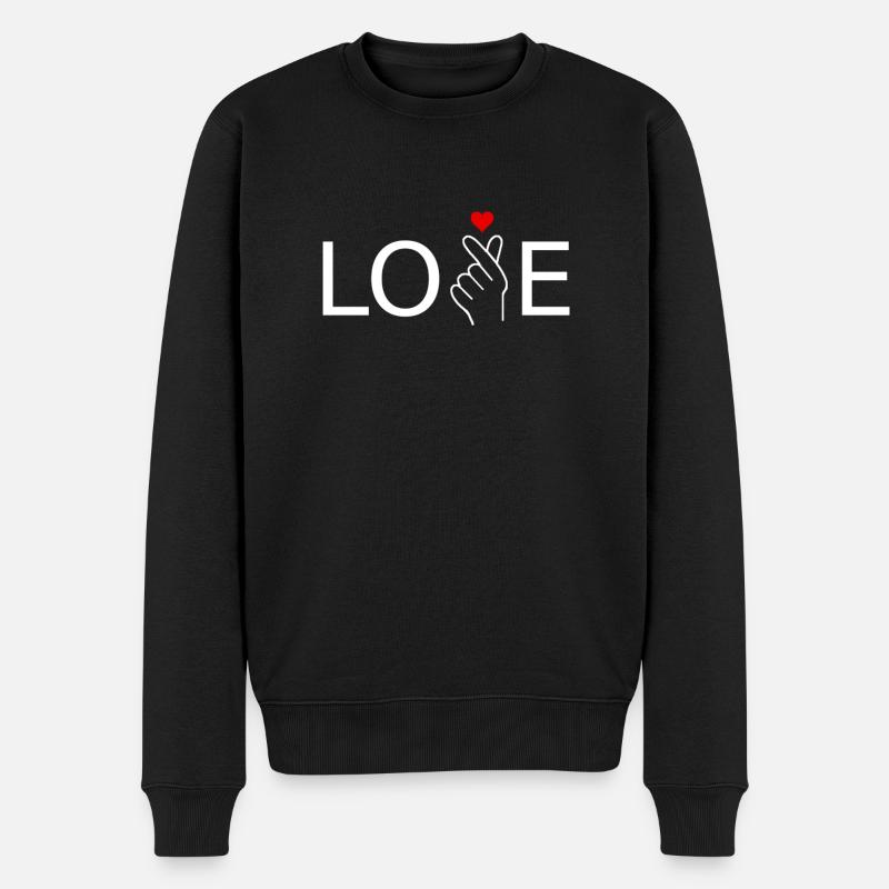 K-Pop Love Music - Männer Premium Bio Pullover - Schwarz
