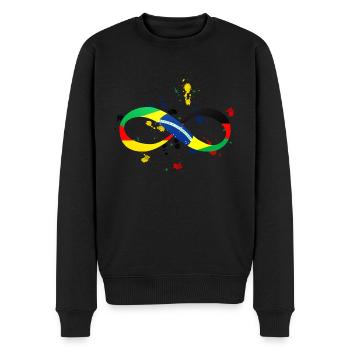 Unendlich Brasil Deutschland - Männer Premium Bio Pullover - Schwarz - Vorne - Nico (187cm)