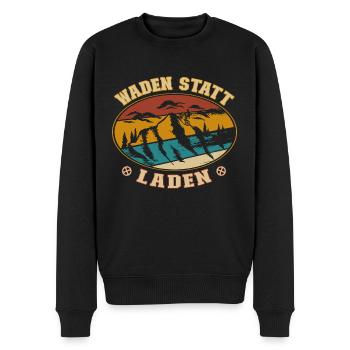 Retro Waden statt Laden - Mountainbike Fahrrad - Männer Premium Bio Pullover - Schwarz - Vorne - Nico (187cm)