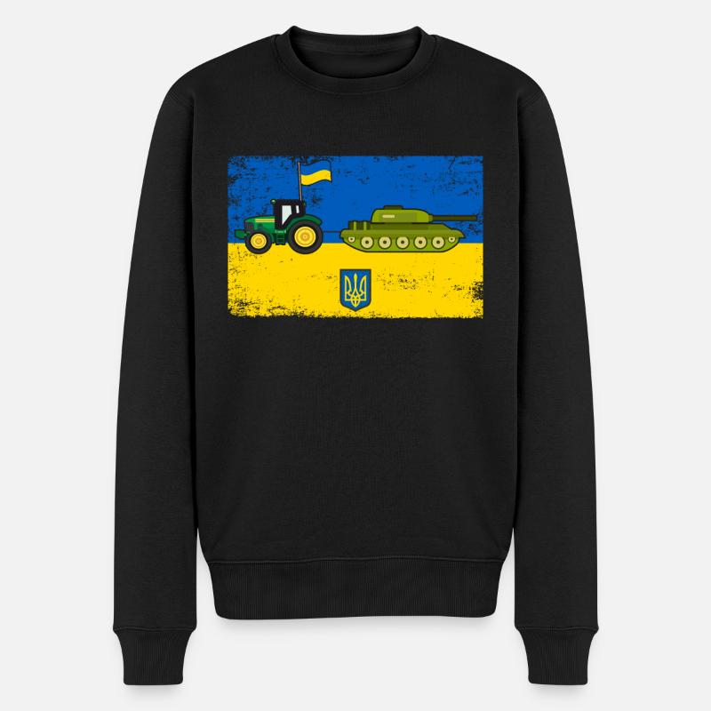 Ukrainischer Bauer stiehlt Panzer - Männer Premium Bio Pullover - Schwarz