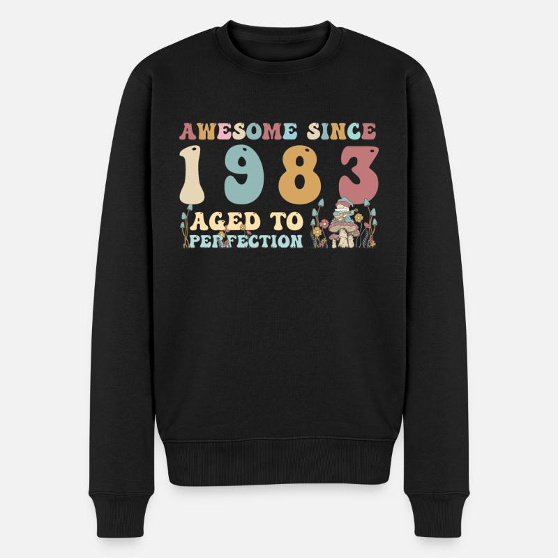 Genial seit 1983 - 40. Geburtstag - 2023 Groovy - Männer Premium Bio Pullover - Schwarz