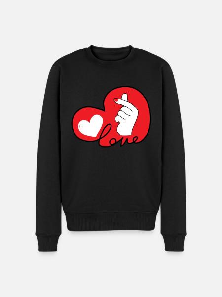 LOVE dito cuore typo 3 - Maglione ecologico premium da uomo - nero