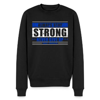 Never Give Up - Männer Premium Bio Pullover - Schwarz - Vorne - Nico (187cm)