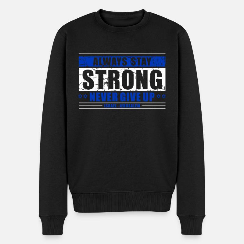 Never Give Up - Männer Premium Bio Pullover - Schwarz