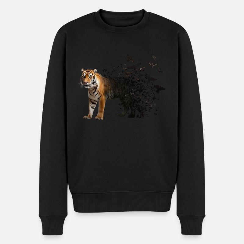 Tiger - Männer Premium Bio Pullover - Schwarz