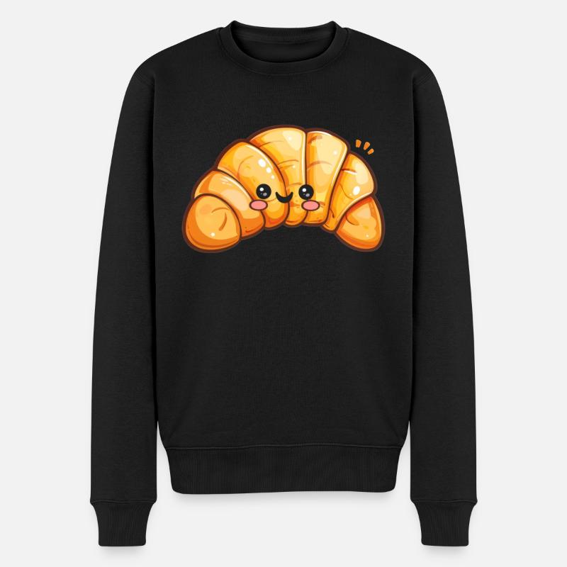 Süßes Croissant Comic - Männer Premium Bio Pullover - Schwarz