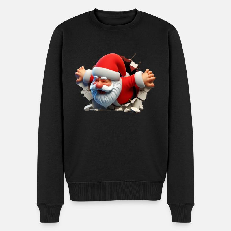 Santa im Loch von vorne 2 - Männer Premium Bio Pullover - Schwarz