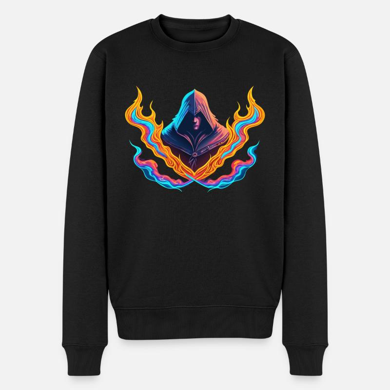 TRANSFORMATIVE KRAFT VON NEONFLAMMEN - Männer Premium Bio Pullover - Schwarz