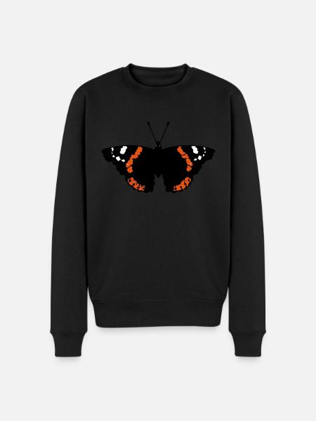 Schmetterling (Falter, Admiral, Vanessa Atalanta) - Männer Premium Bio Pullover - Schwarz
