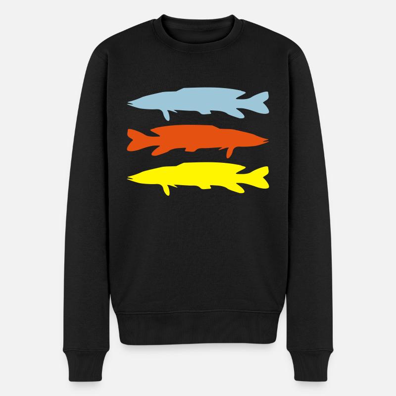 poisson brochet silhouette colorée - Pull Premium bio Homme - noir