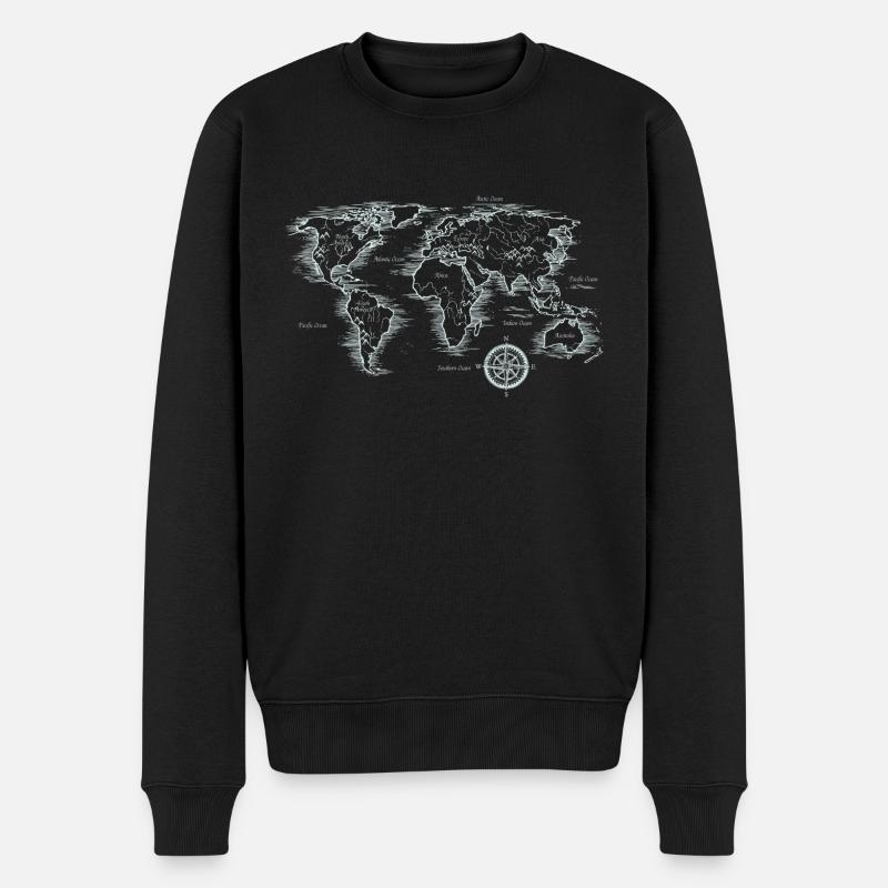 Weltkarte Vintage - Männer Premium Bio Pullover - Schwarz