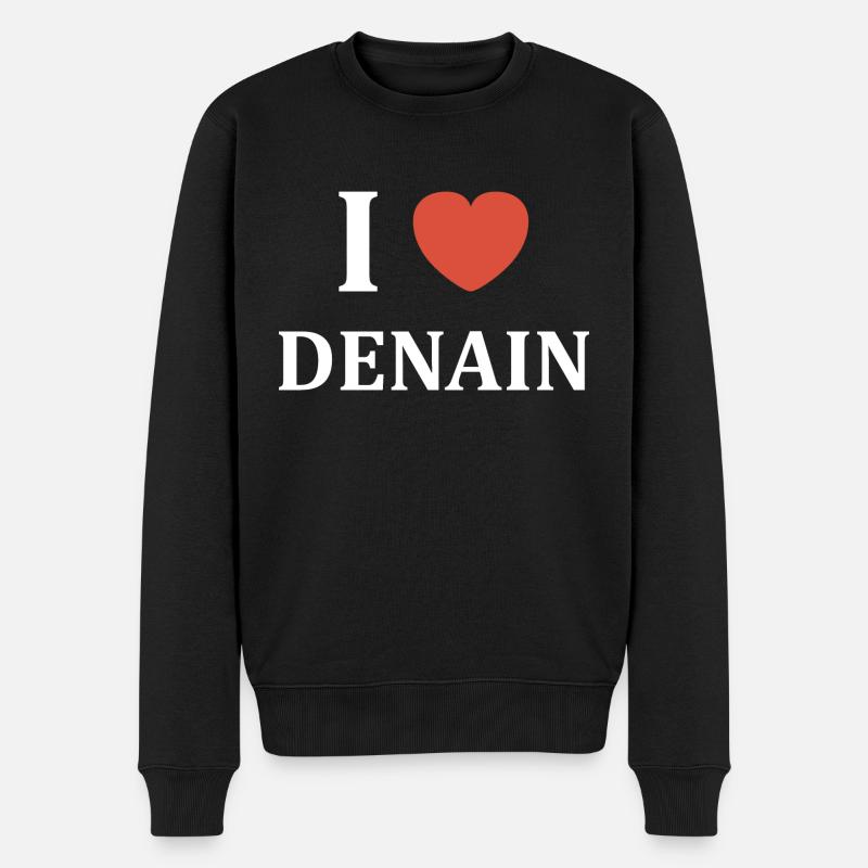 i love Denain - Pull Premium bio Homme - noir