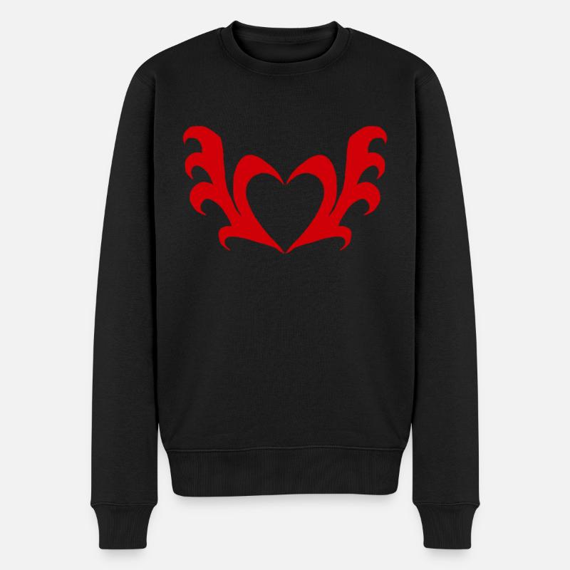 Cœur avec des ailes - Pull Premium bio Homme - noir