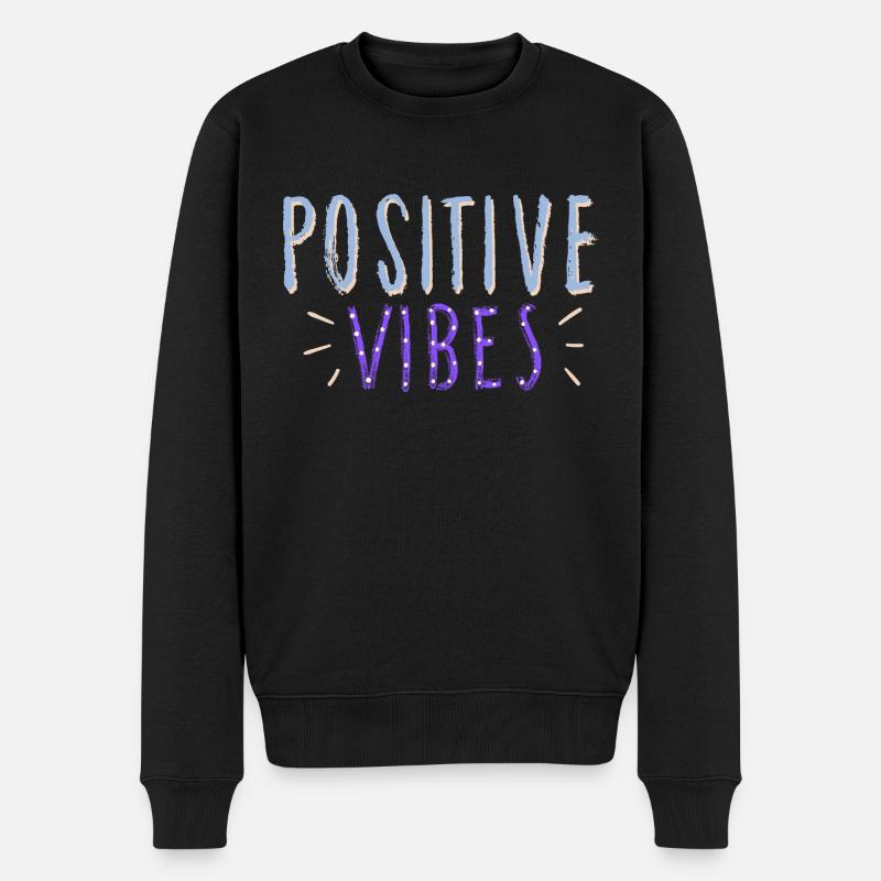 positive Vibes - Männer Premium Bio Pullover - Schwarz