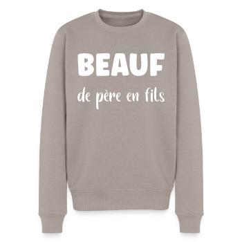 beauf de pere en fils - Pull Premium bio Homme - taupe - Devant - Nico (187cm)