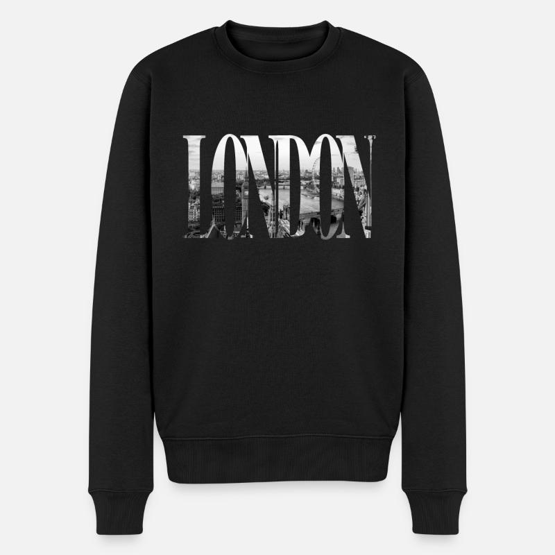 London - Männer Premium Bio Pullover - Schwarz