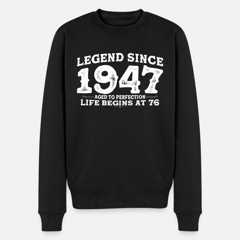 Legende seit 1947 76 Jahr der Perfektion - 76. - Männer Premium Bio Pullover - Schwarz