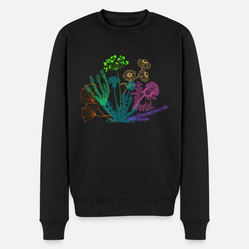 Kräuterstrauß - Männer Premium Bio Pullover - Schwarz