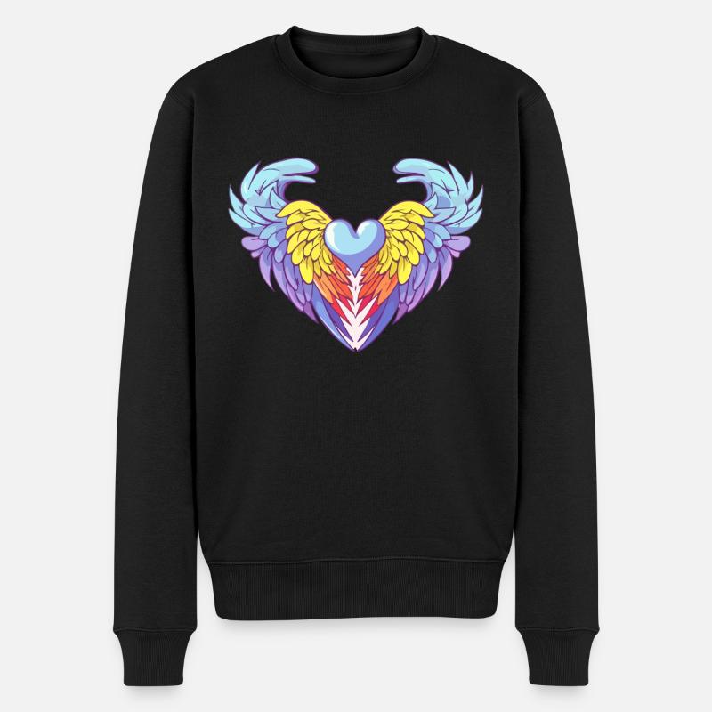 Mein Herz Mama - Männer Premium Bio Pullover - Schwarz