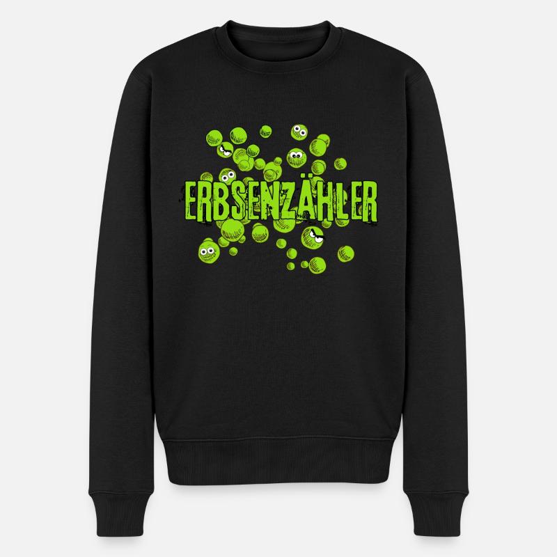 Erbsenzähler mrs Erdnuss grün fun comic - Männer Premium Bio Pullover - Schwarz
