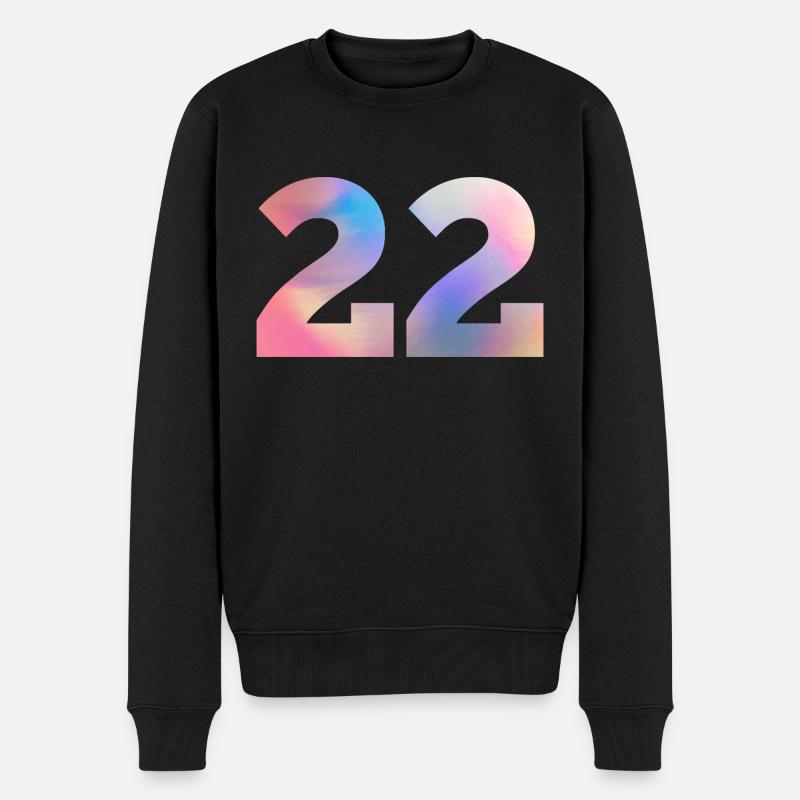Bunte Zahl 22 - Männer Premium Bio Pullover - Schwarz