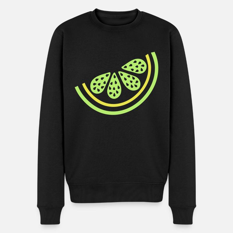 Stück Limette Zitrusfrüchte - Männer Premium Bio Pullover - Schwarz