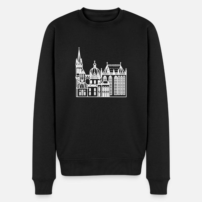 Stad Aachen, Dom, Lineart - Pull Premium bio Homme - noir