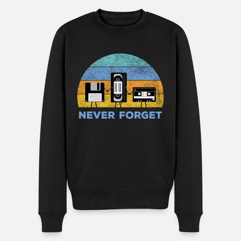 Never Forget Disketten und Kassetten Nostalgie - Männer Premium Bio Pullover - Schwarz