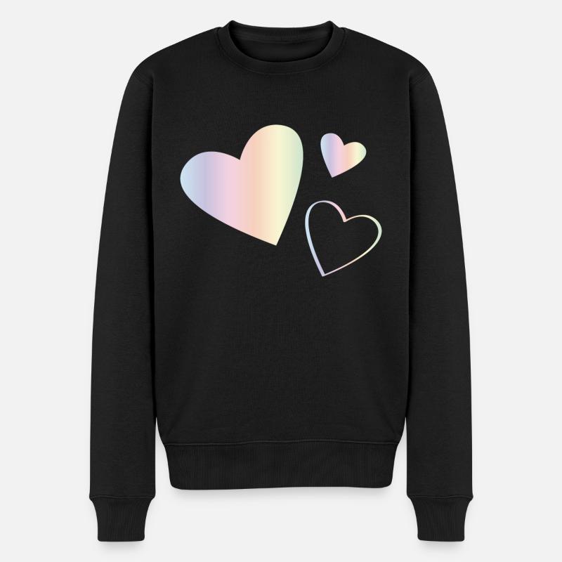 Pastel arc-en-ciel Coeurs - Pull Premium bio Homme - noir