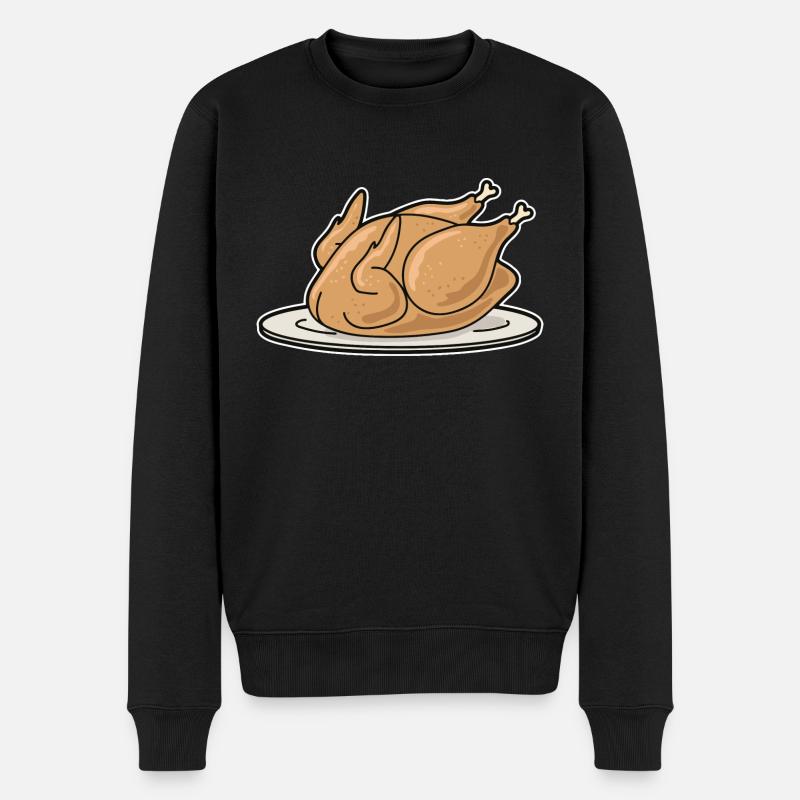 Hähnchen Gegrillt - Männer Premium Bio Pullover - Schwarz