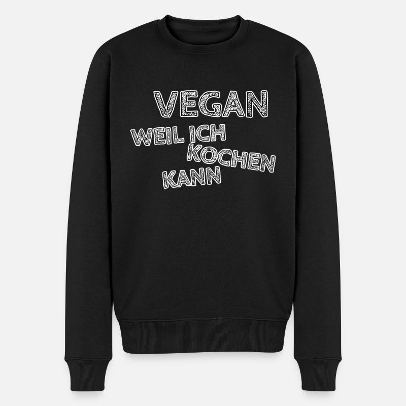Vegan,weil ich kochen kann! - Männer Premium Bio Pullover - Schwarz