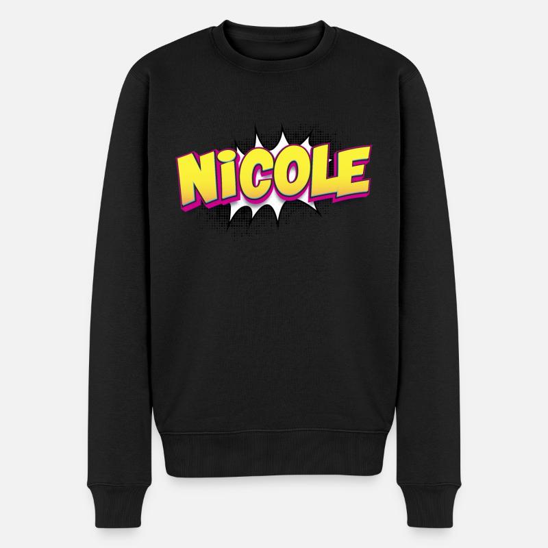 Nicole Benutzerdefinierter Name Comic-Buch-Stil Pop-Art, - Männer Premium Bio Pullover - Schwarz