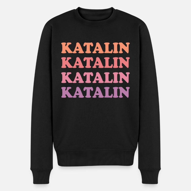 Name Katalin - Männer Premium Bio Pullover - Schwarz