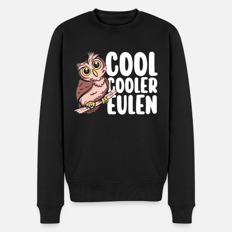 Eulen - Männer Premium Bio Pullover - Schwarz