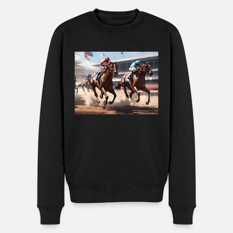 Pferderennen #1 - Männer Premium Bio Pullover - Schwarz