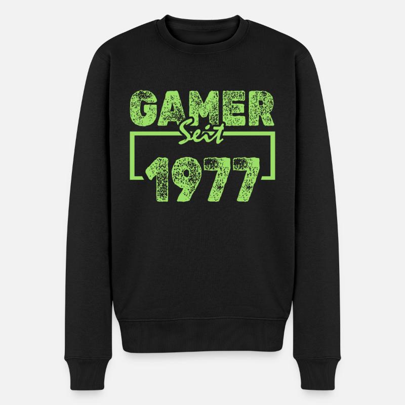 Nerd 1977 - Männer Premium Bio Pullover - Schwarz