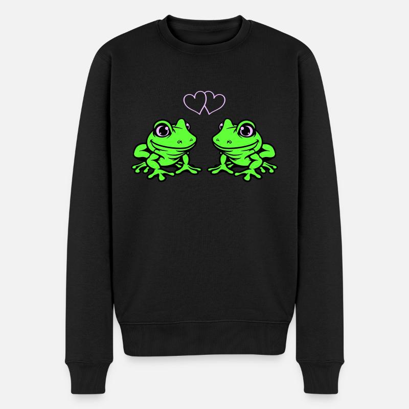 frosch comic love - Männer Premium Bio Pullover - Schwarz