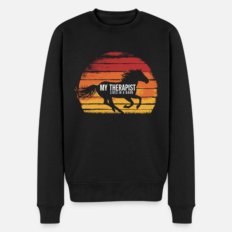 Mein Therapeut lebt im Stall - Männer Premium Bio Pullover - Schwarz
