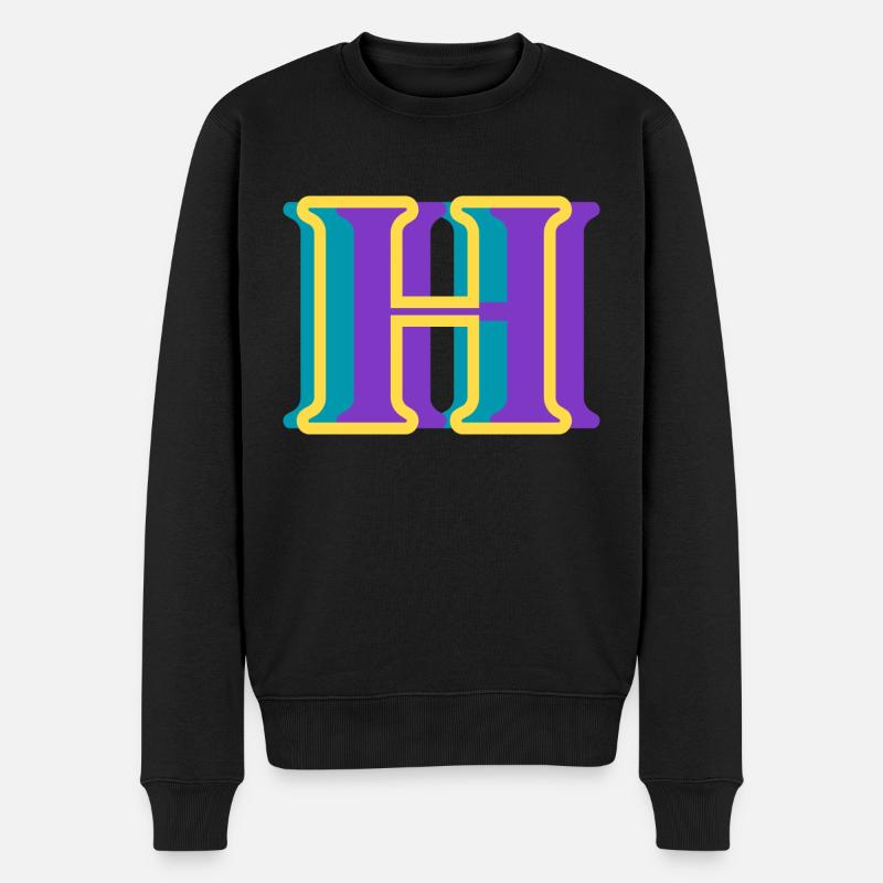 Mehrfarbiger Buchstabe h – originelle Geschenkidee - Männer Premium Bio Pullover - Schwarz