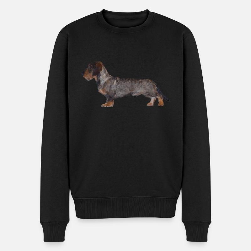 Dackel Rauhaar Dachshund Jagdhund Geschenkidee - Männer Premium Bio Pullover - Schwarz