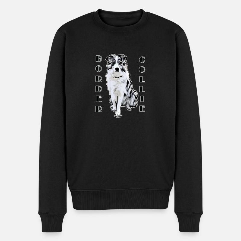 Border Collie Black Merle Comic Text - Men's Premium Organic Jumper - black