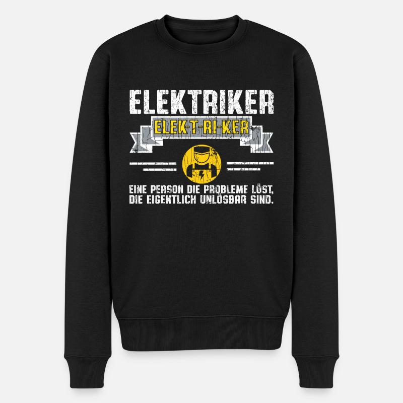 Elektriker der Probleme löst - Männer Premium Bio Pullover - Schwarz