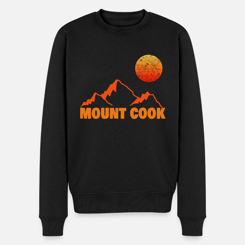 Escalade au lever du soleil sur le mont cook - Pull Premium bio Homme - noir