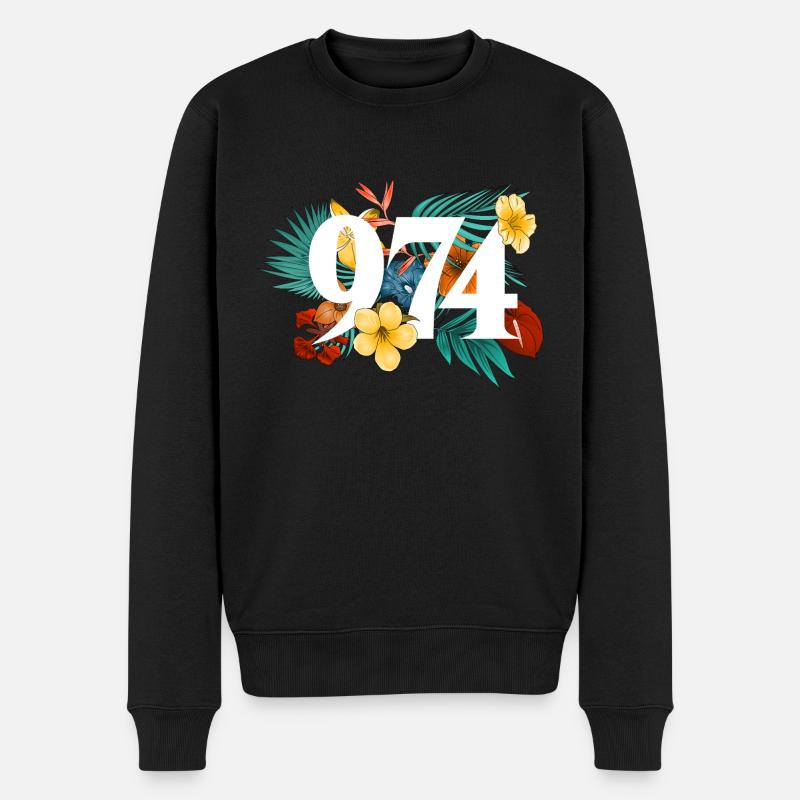 974 Flowers - Pull Premium bio Homme - noir